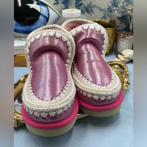 🆕 MOU 🧿 NWOT WOB Metallic & Glitter Pink Eskimo Ankle Boot, Sz EU 37 - Picture 13 of 13